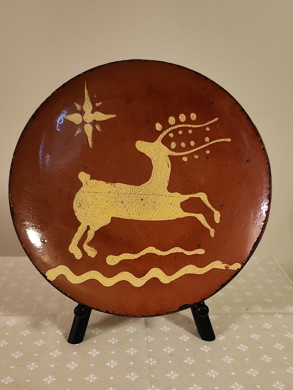Greg Shooner Redware Reindeer 1989 Plate